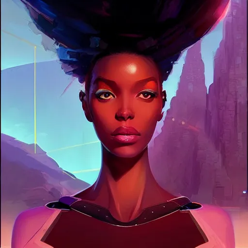 Image similar to portrait beautiful!! futuristic woman sci-fi afrofuturism art, behance hd artstation by Jesper Ejsing, by RHADS, Makoto Shinkai and Lois van baarle, ilya kuvshinov, ross tran