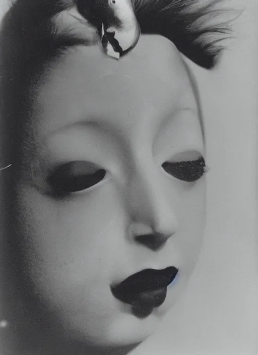 Image similar to female head in a aquarium, lights caustic, tropical fish, surreal photography by Man Ray and Claude Cahun