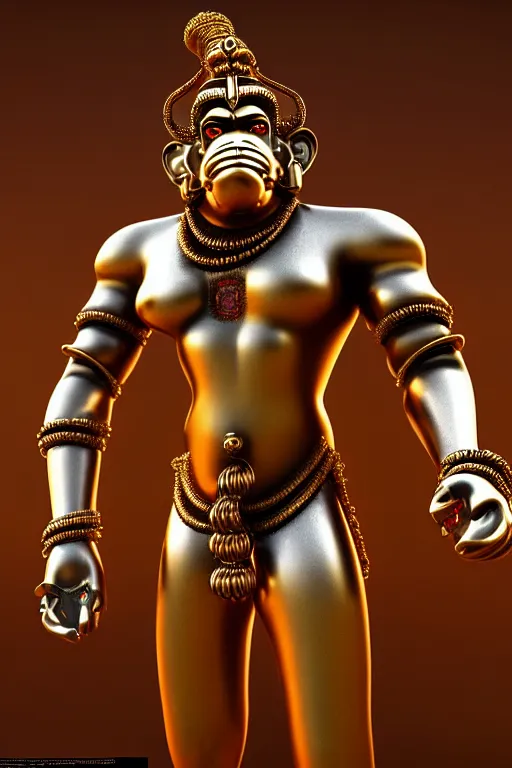 Prompt: high quality 3 d render neo - baroque cyborg hanuman! with gold nose piercings, cyberpunk highly detailed, mumbai in the background, unreal engine cinematic smooth, in the style of solaris, hannah yata charlie immer, moody light, low angle, uhd 8 k, sharp focus