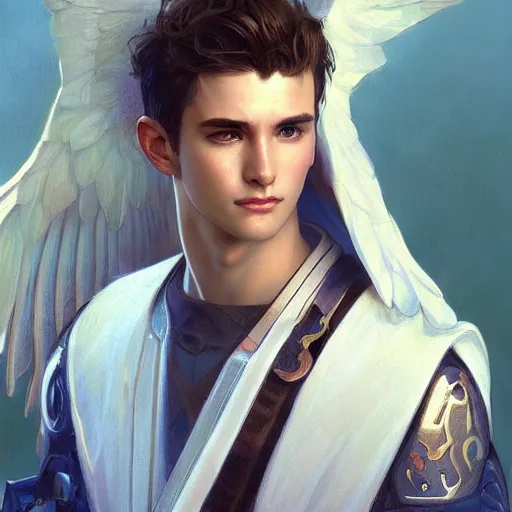 Three quarters portrait of a male angelic paladin, | Stable Diffusion ...