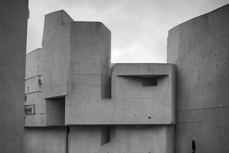 Image similar to Amongus-shaped brutalist structure, urban photography, award-winning photo