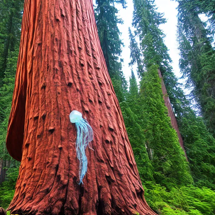 Image similar to giant jellyfish among the giant sequoia trees at 2875 adanac.st vanvcouver,british columbia,canada