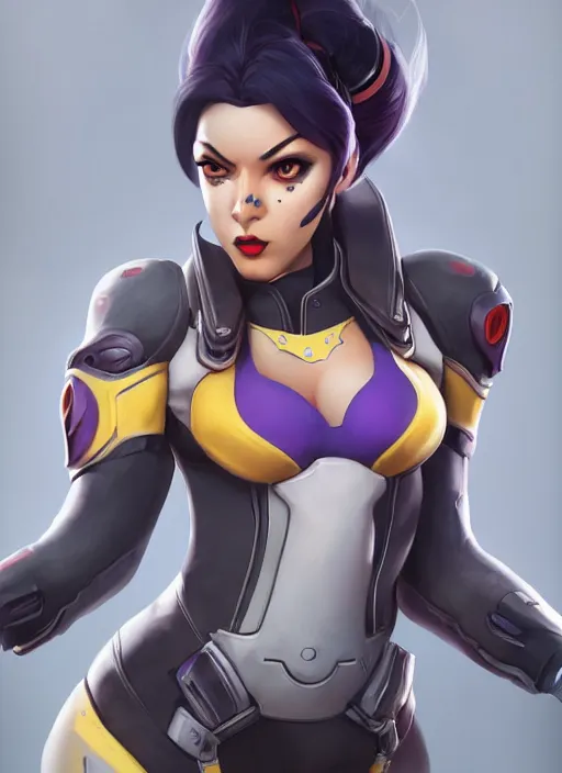 Image similar to character portrait of a fusion of Widowmaker from Overwatch and Winston from Overwatch by ArtGerm and Tom Bagshaw, 4k, highly detailed, cinematic lighting, characters merged