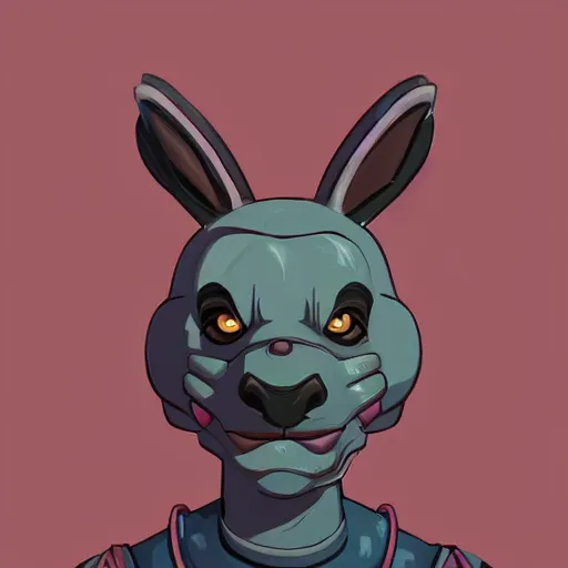 Prompt: cartoony, happy Joe Rogan portrait painting of a rabbit character from overwatch, armor, girly pink color scheme design, full shot, asymmetrical, splashscreen, Organic Painting, sunny day, Matte Painting, bold shapes, hard edges, cybernetic, moon in background, street art, trending on artstation, by Huang Guangjian and Gil Elvgren and Sachin Teng