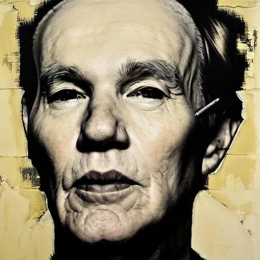 Prompt: ( ( ( portrait ) ) ) by jonathan yeo!!!!! of andy warhol