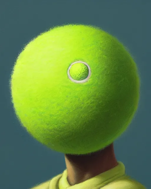 Image similar to highly detailed vfx portrait of a character of a tennis ball monster stephen bliss, chalk, unrealengine, greg rutkowski, loish, rhads, beeple, makoto shinkai and lois van baarle, ilya kuvshinov, rossdraws, tom bagshaw,