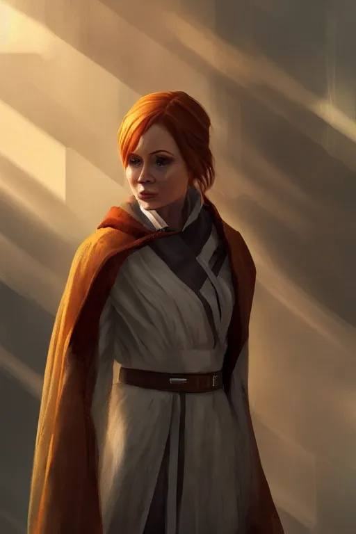 Image similar to karen gillian dressed as obi wan kenobi from star wars, trending on artstation, drawn by WLOP