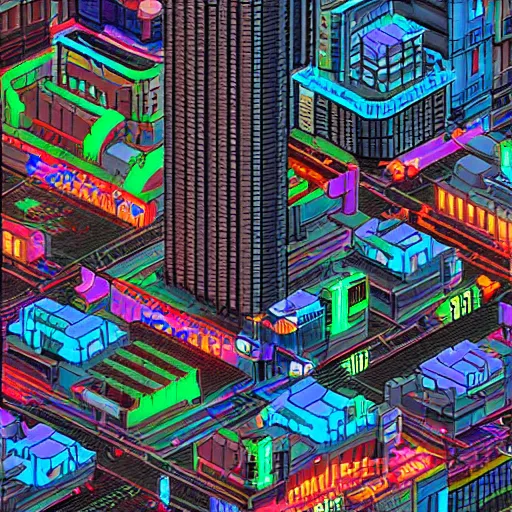 Image similar to a cyberpunk city, pixel art, by Kirokaze