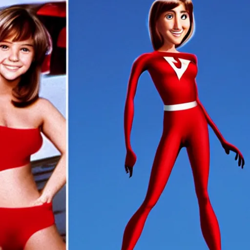 Prompt: live action young jennifer anniston as elastigirl