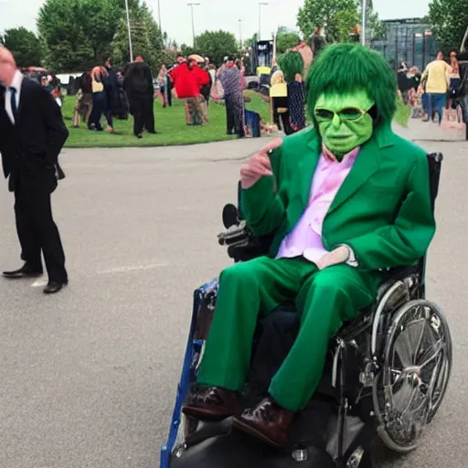 Image similar to stephen hawking cosplaying as the hulk, stephen hawking wearing a hulk costume, cosplay award winner