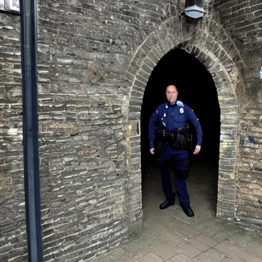 Image similar to a cardiff police officer in a dungeon