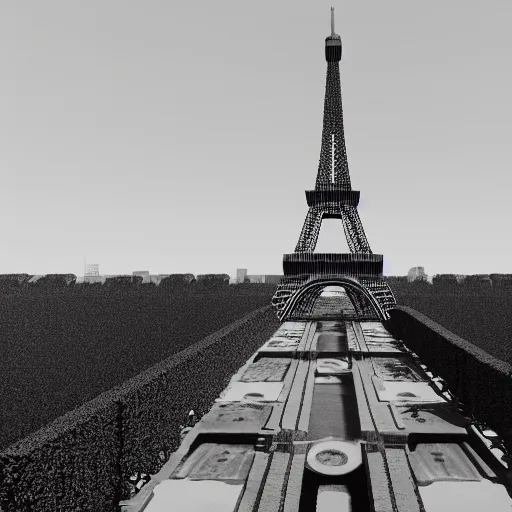 Prompt: low polygon render of the eiffel tower