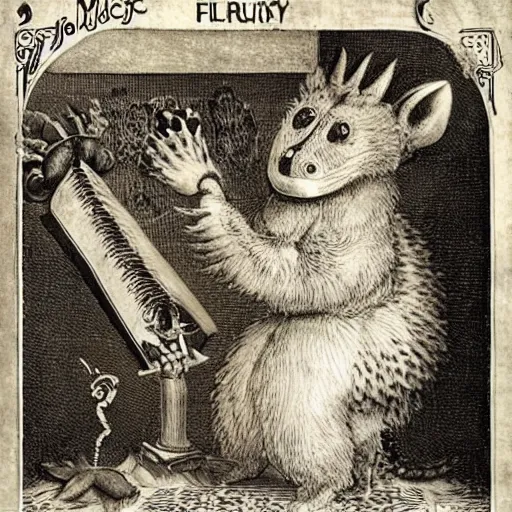 Image similar to furry freaky creature sings a unique canto about'as above so below'being ignited by the spirit of haeckel and robert fludd, breakthrough is iminent, glory be to the magic within