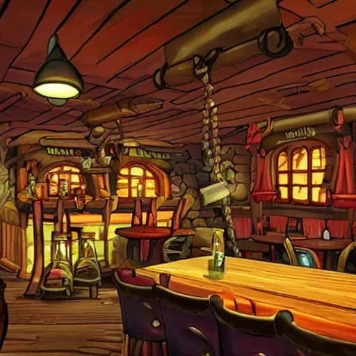 Image similar to secret of monkey island background, pirate pub interior