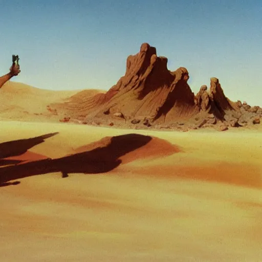 Image similar to desert wastelands by Frank Frazetta