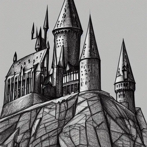 Prompt: Sketch of Hogwarts, astonishing detail