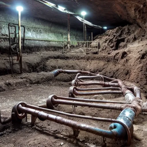 Image similar to underground mine with rusty pipes