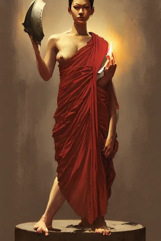 Image similar to buddhism, guard, painting by greg rutkowski, j. c. leyendecker, artgerm