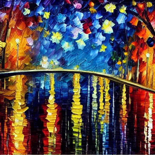 Image similar to starry night painting in the style of leonid afremov