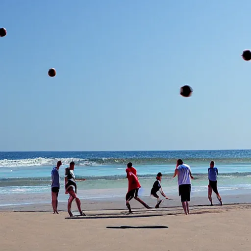 Image similar to adults playing soccer in the beach