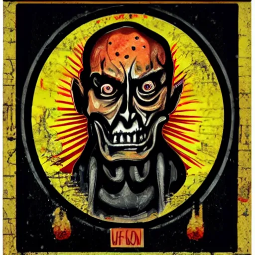 Prompt: george floyd went to hell, floyd scary art, hell style art, icon in color