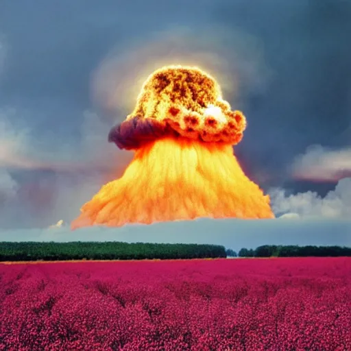 Image similar to nuclear explosion made of flowers