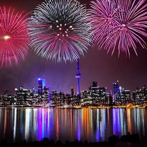 Image similar to The Toronto skyline in fireworks