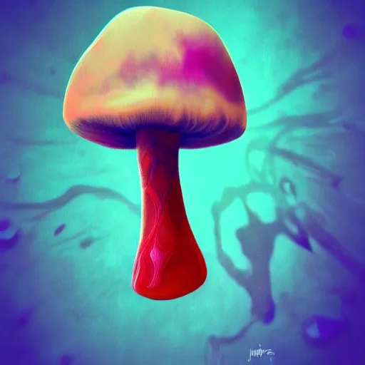 Prompt: trippy mushroom, by justin guse details, instagram digital, artstation