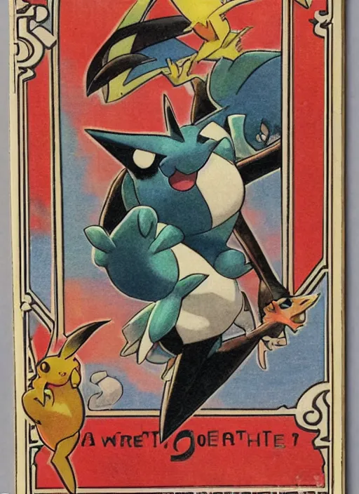 Image similar to a single pokemon card art from 1 9 2 0's award winning art