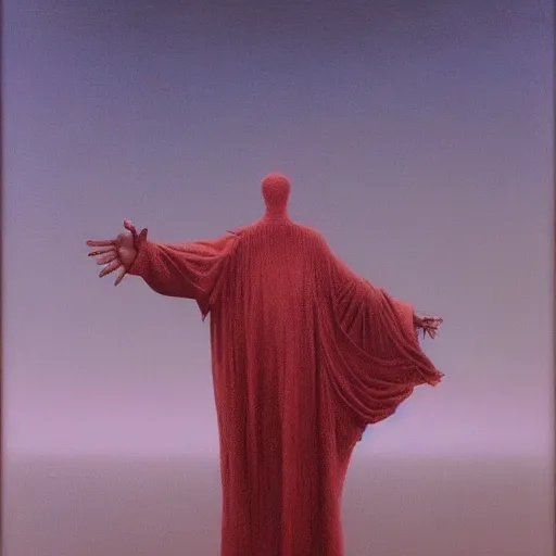 Image similar to sorcerer by Zdzisław Beksiński, oil on canvas