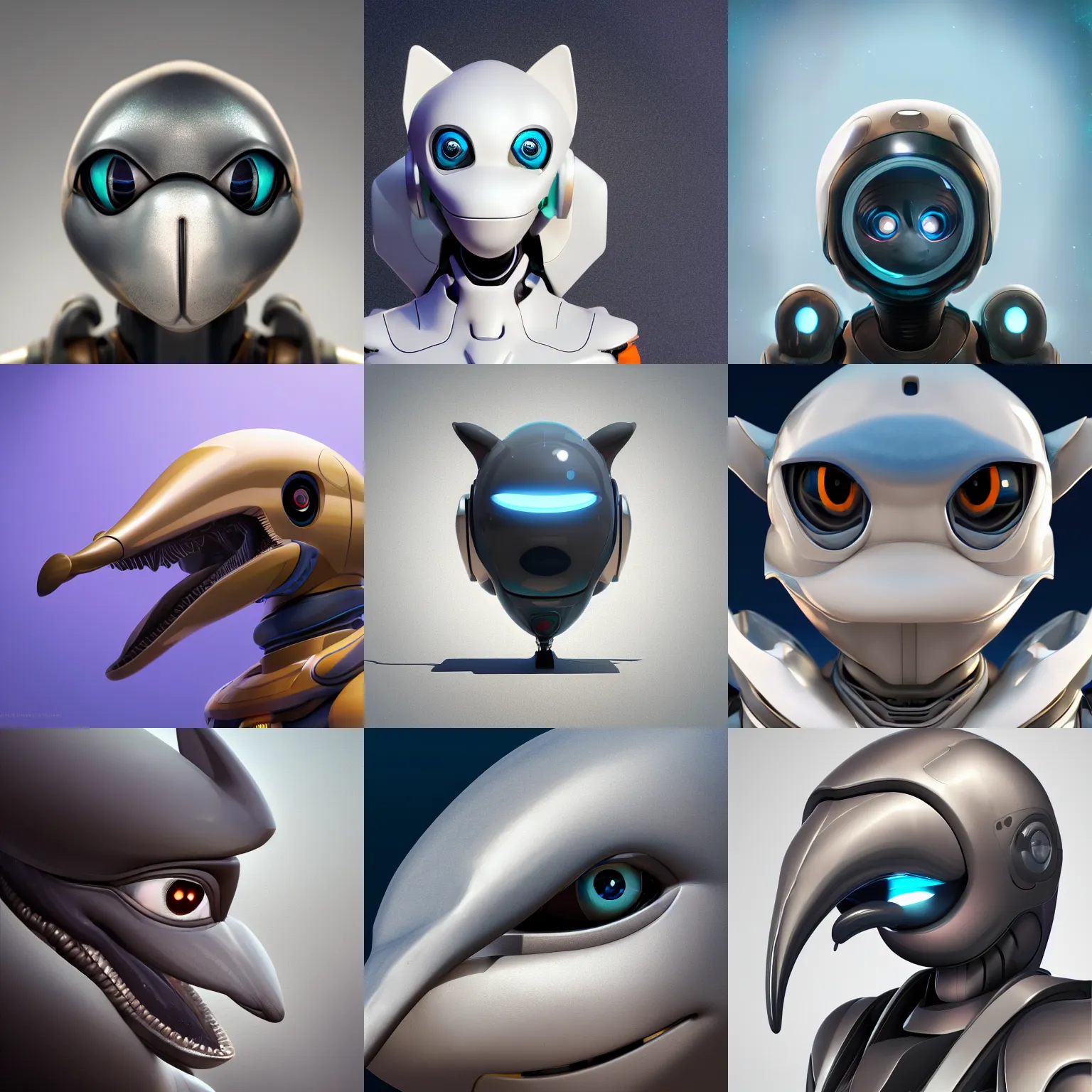 Prompt: anthro art, headshot profile picture of a robotic dolphin, large eyes, commission on furaffinity, cgsociety, octane render