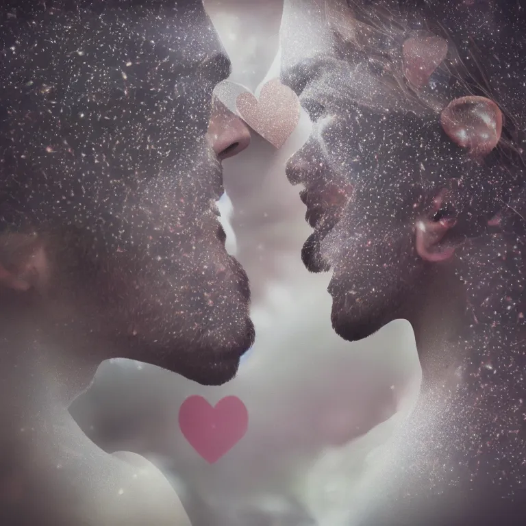 Image similar to double exposure of love, love is the most relevant theme, love is infinity, love os begin of all, 8 k resolution, artistic mode, artistic