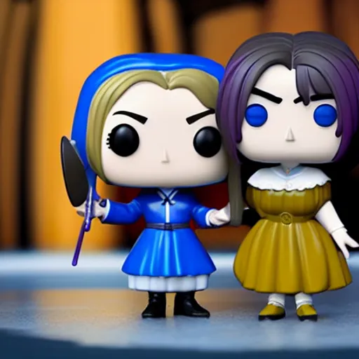 Image similar to a funko pop of Veruca Salt and Violet Beauregarde, photo, 4k