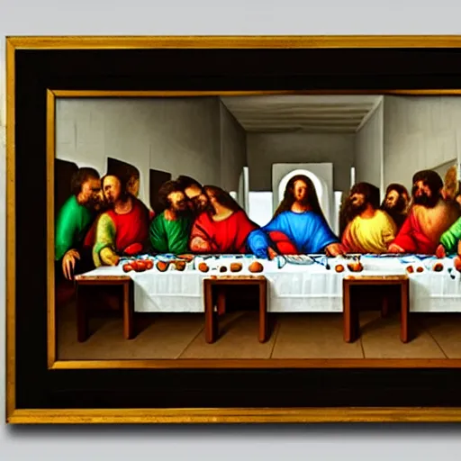 Image similar to last supper painting with robotic