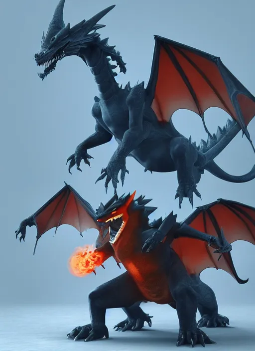 Image similar to Charizard as a dragon in d&d, D&D Concept Art, unreal 5, DAZ, hyperrealistic, octane render, cosplay, RPG portrait, dynamic lighting