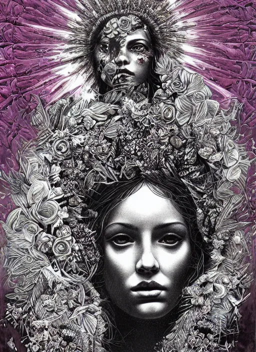 Image similar to Hippie goddess painting by Dan Hillier, trending on artstation, artstationHD, artstationHQ, 4k, 8k