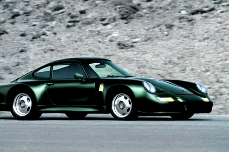 Image similar to 1975 Pontiac ((Porsche 959)) movie still, speed, cinematic Eastman 5384 film