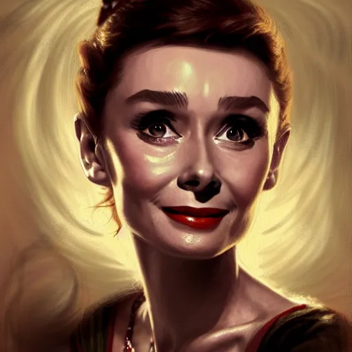 Image similar to audrey hepburn in a horror novel, inside haunted mansion, various scenarios, highly detailed, digital painting, artstation, art by gaston bussiere, greg rutkowski, j. c. leyendecker