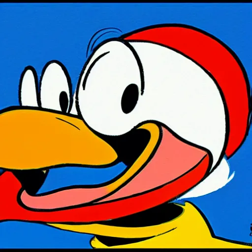 Image similar to donald duck, in style of carl barks