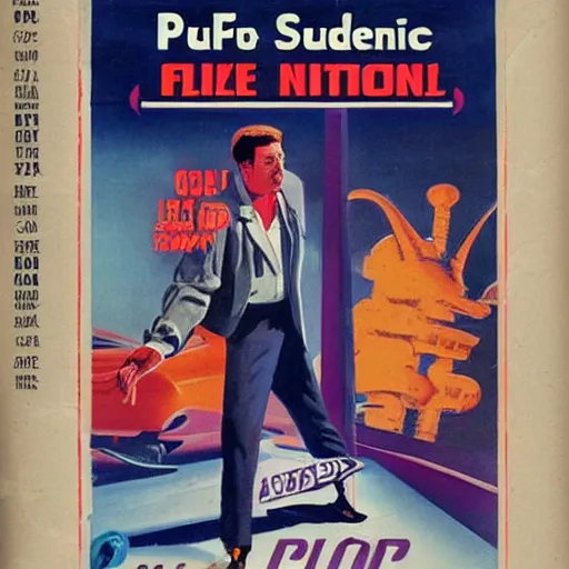 Prompt: pulp paperback novel cover design, science fiction