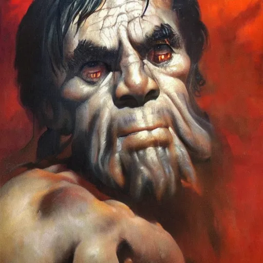 Image similar to ultra realistic portrait painting of davy jones, art by frank frazetta, 4 k, ultra realistic, highly detailed, epic lighting