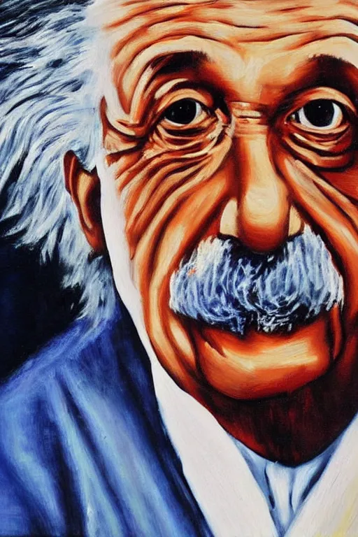 Image similar to portrait of Albert Einstein, painting, oil