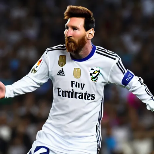 Prompt: messi playing for real madrid