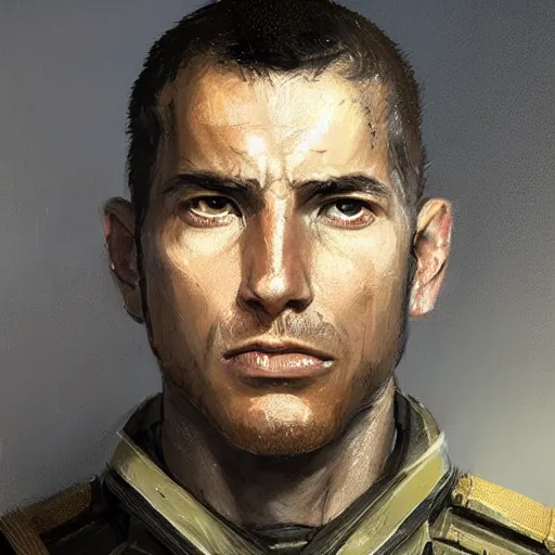 Prompt: portrait of a man by Greg Rutkowski, he is about 30 years old, he has short black military-style hair, a straight jaw, he has a scar above one eyebrow, he wears Galactic Alliance military fatigues, Star Wars Expanded Universe, highly detailed portrait, digital painting, artstation, concept art, smooth, sharp foccus ilustration, Artstation HQ