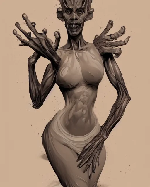 Prompt: woman with many arms, trending on artstation