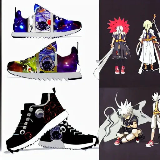 Image similar to fantasy anime jrpg sneaker design designed by studio ghibli, chrono trigger guilty gear style, aztec mayan street fashion native punk sneaker design, hip hop sneaker design with subtle mayan patterns, gapmoe yandere grimdark, trending on pixiv fanbox, painted by greg rutkowski makoto shinkai takashi takeuchi studio ghibli, akihiko yoshida