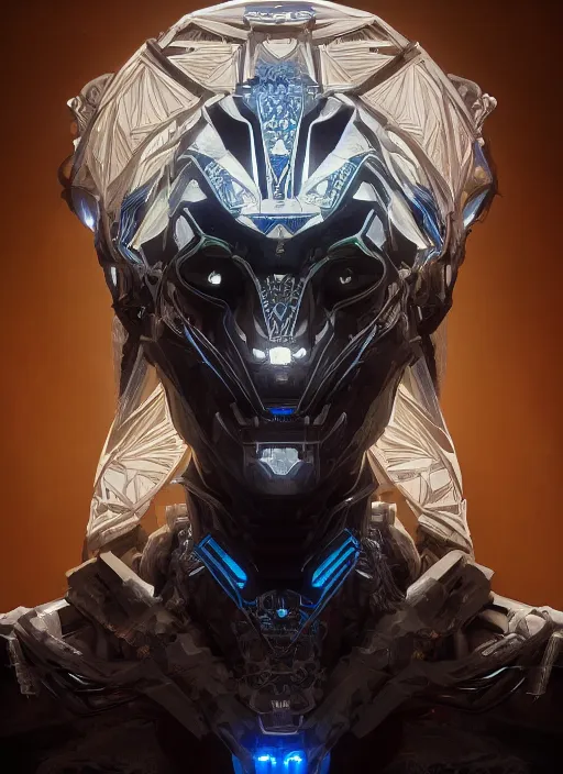 Image similar to symmetry!! portrait of obsidian alien in the style of horizon zero dawn, machine face, intricate, elegant, highly detailed, digital painting, artstation, concept art, smooth, sharp focus, illustration, art by artgerm and greg rutkowski and alphonse mucha, 8 k