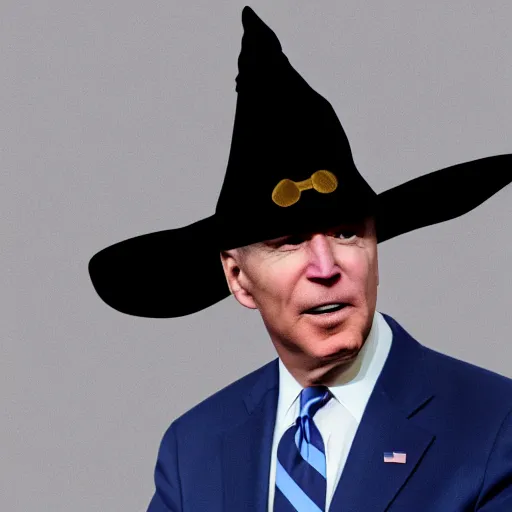 Image similar to 2020 Presidental Debates where Joe Biden wears a witch hat