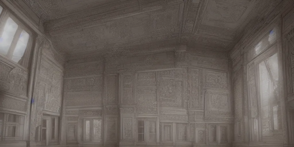 Prompt: empty temple high ceiling, victorian, soft light, ominous, photorealistic, detailed, 8k