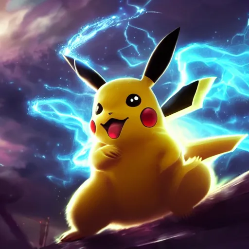 Image similar to portrait of pikachu as a spellcaster, league of legends amazing splashscreen artwork, legends of runeterra, splash art, natural light, elegant, photorealistic facial features, intricate, fantasy, detailed face, atmospheric lighting, anamorphic lens flare, cinematic lighting, league of legends splash art, hd wallpaper, ultra high details by greg rutkowski